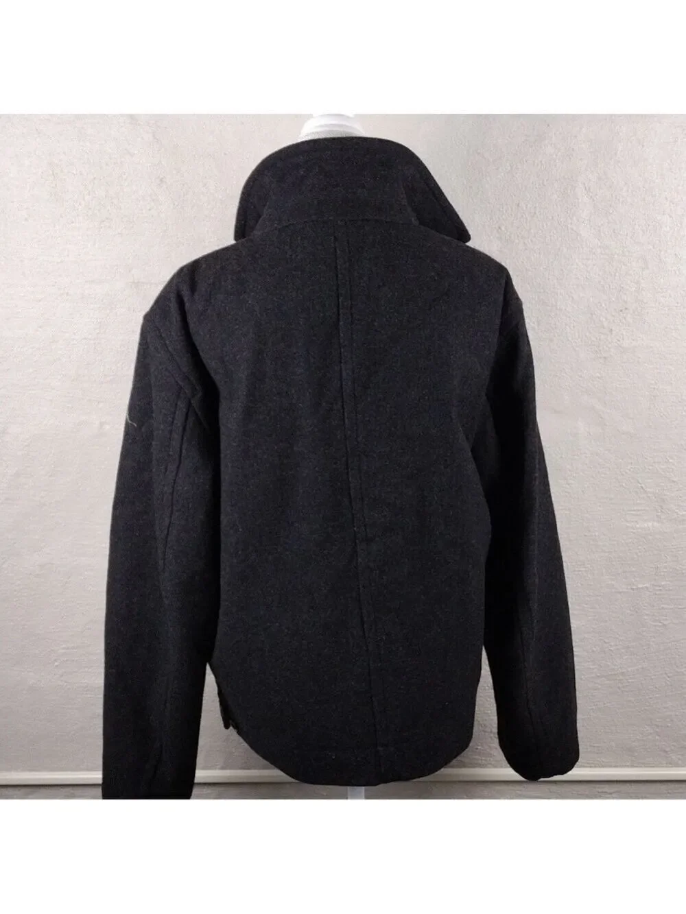 J. Crew 100% Wool Black Pointed Collar Long Sleeve Full Zipper Front Dress Coat